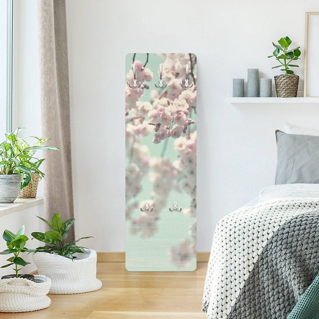 Klädhängare vägg beige Dancing Cherry Blossoms On Canvas