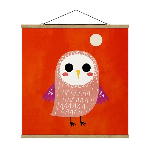 Tavlor modernt Little Owl At Red Night