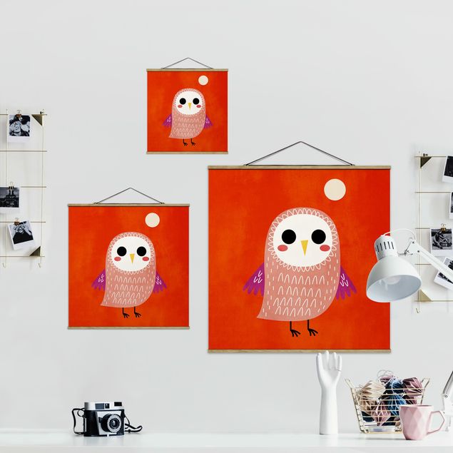 Tavlor Kubistika Little Owl At Red Night