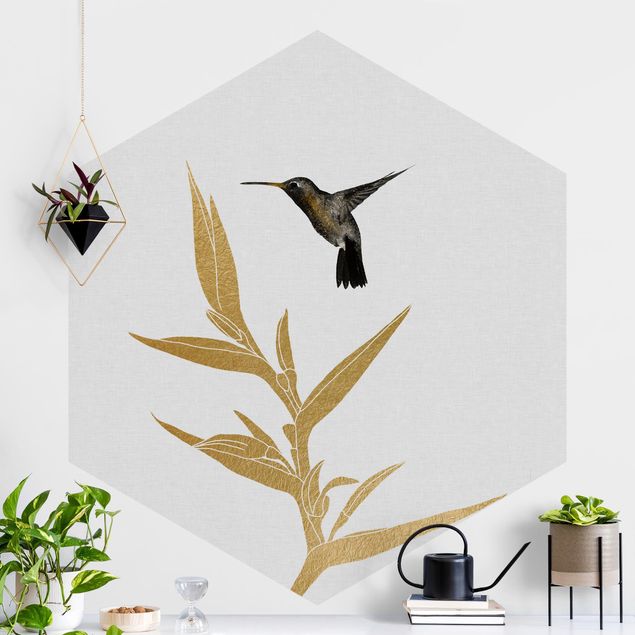Kök dekoration Hummingbird And Tropical Golden Blossom II