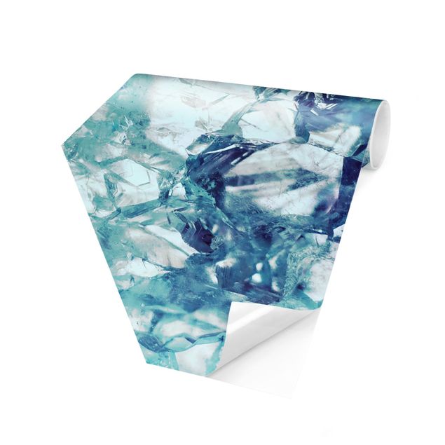 Hexagonala tapeter Crystal Blue