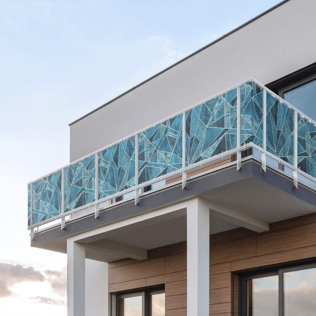 Insynsskydd för balkong väderbeständigt Crystal Blue Geometry