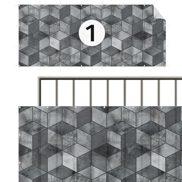 Insynsskyddsmatta Crystal Grey Cube Pattern