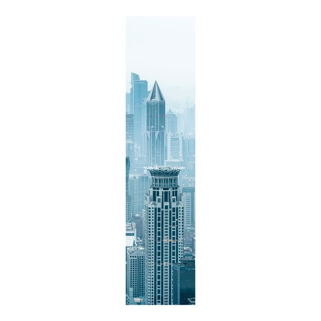 Panelgardiner arkitektur och skyline Chilly Shanghai