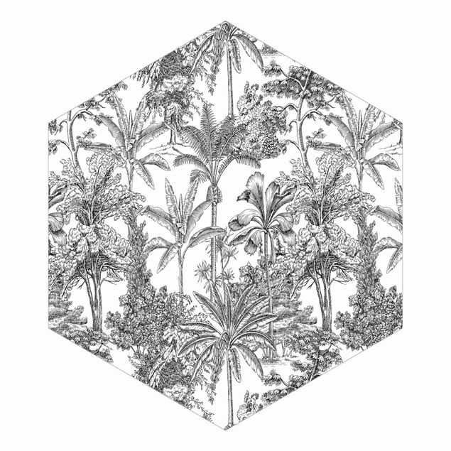 Tapeter Copper Engraving Impression - Tropical Palm Trees