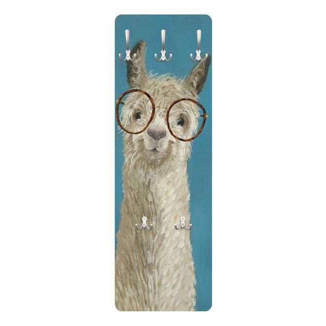 Klädhängare vägg blå Lama With Glasses I