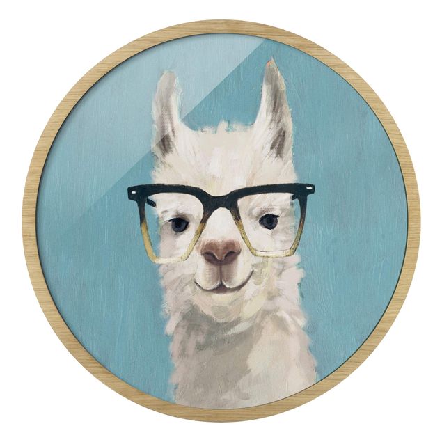 Tavlor blå Lama With Glasses IV