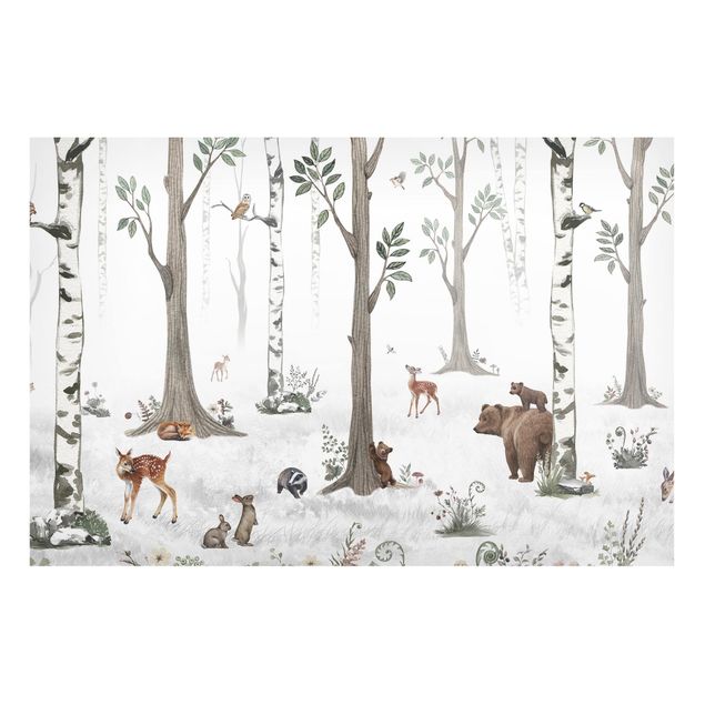 Inredning av barnrum Silent white forest with animals