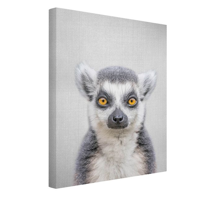 Canvastavlor svart och vitt Lemur Ludwig
