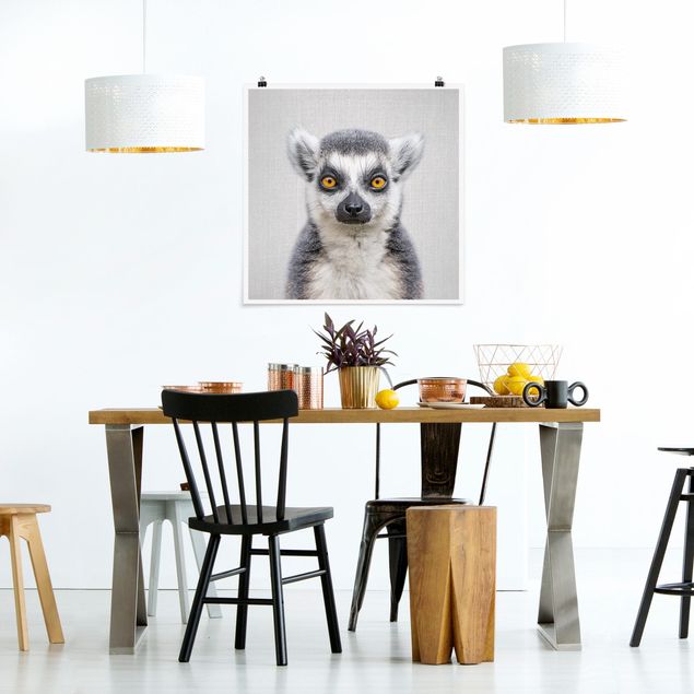 Posters svart och vitt Lemur Ludwig