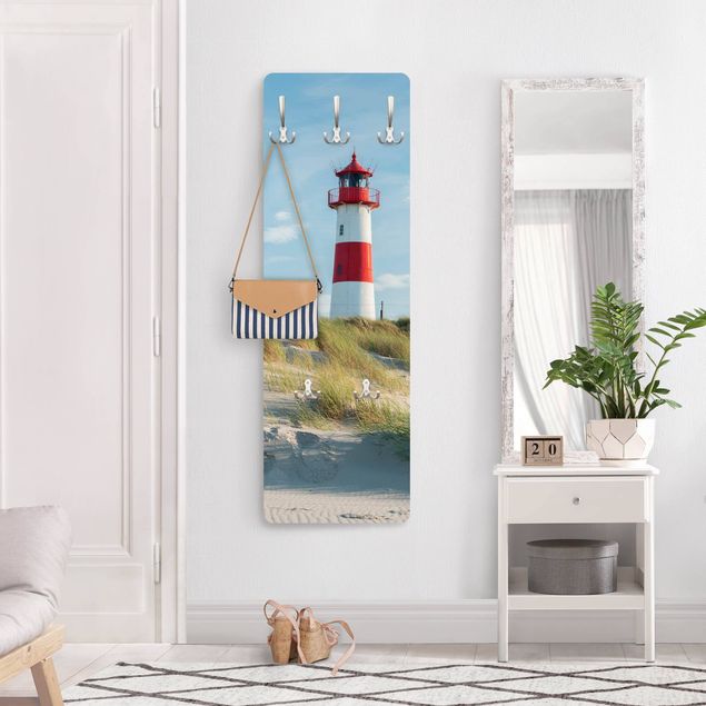 Klädhängare vägg stränder Lighthouse At The North Sea