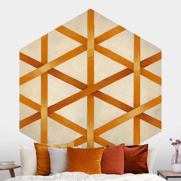 Tapeter geometrisk Light And Ribbon Orange
