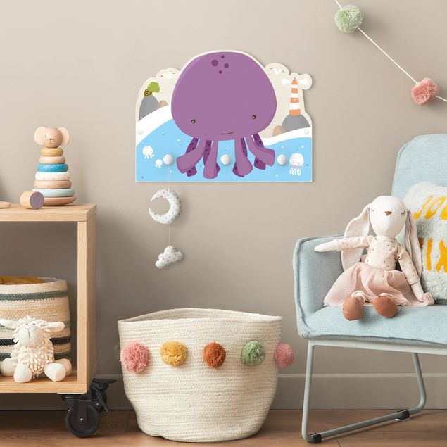 Klädhängare vägg djur Purple Baby Squid