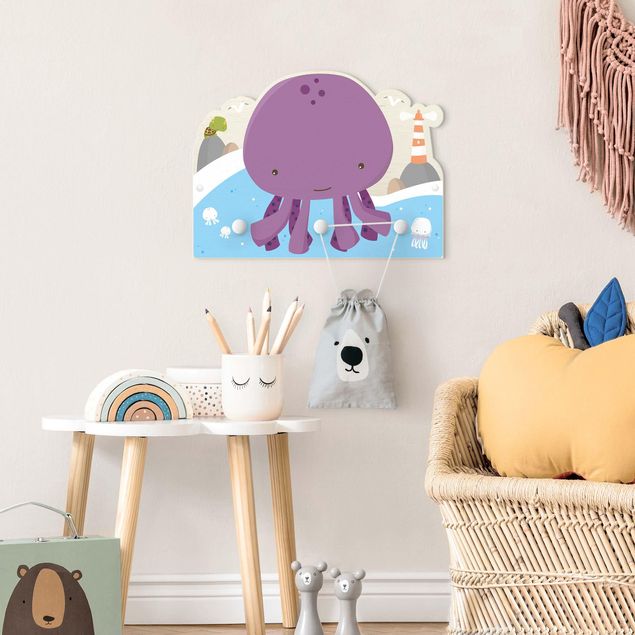 Klädhängare vägg Purple Baby Squid