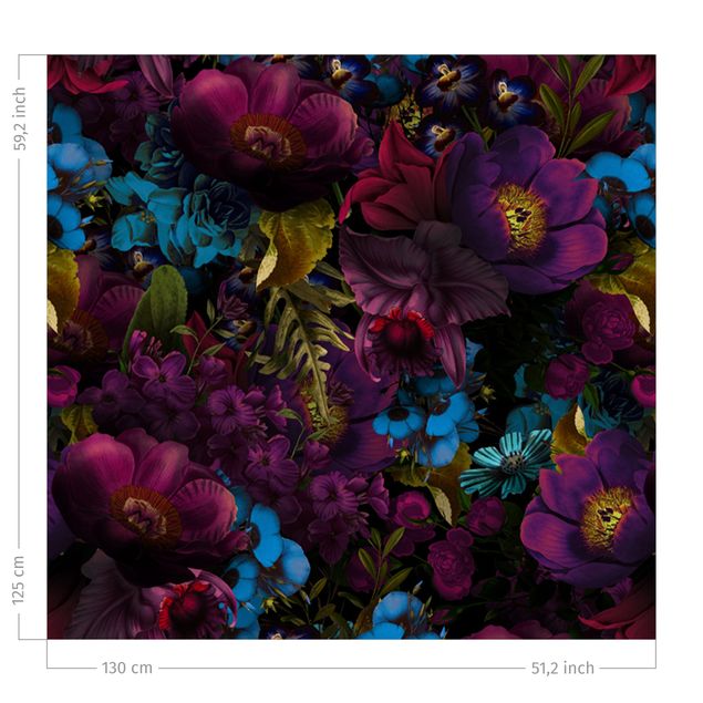 mönstrade gardiner vardagsrum Purple Blossoms With Blue Flowers