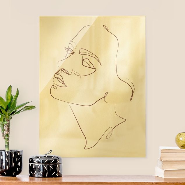 Tavlor porträtt Line Art - Woman Dreaming Face