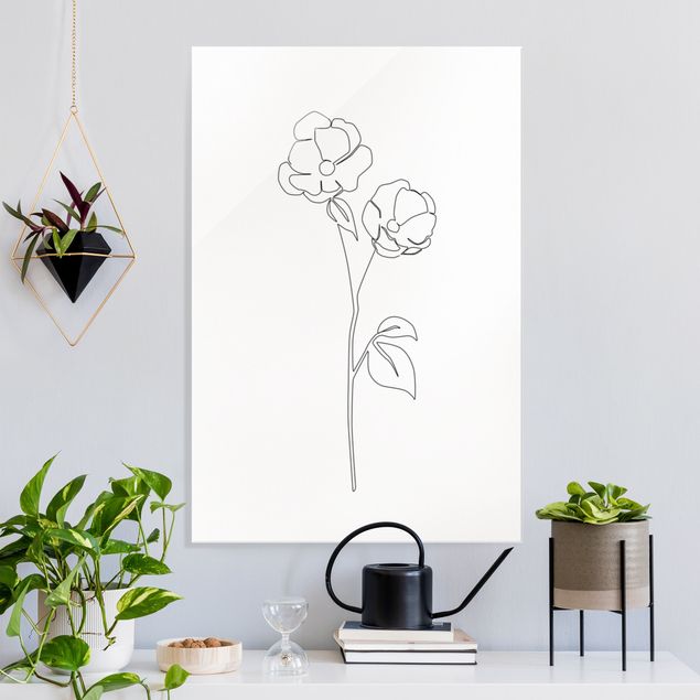 Glastavlor vallmor Line Art Flowers - Poppy Flower