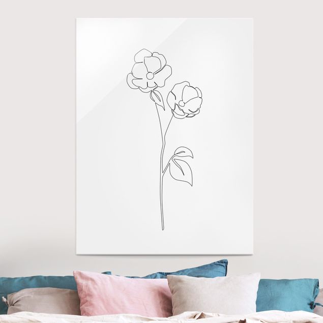 Glastavlor vallmor Line Art Flowers - Poppy Flower