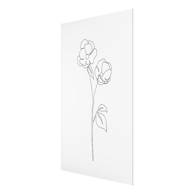 Tavlor svart och vitt Line Art Flowers - Poppy Flower