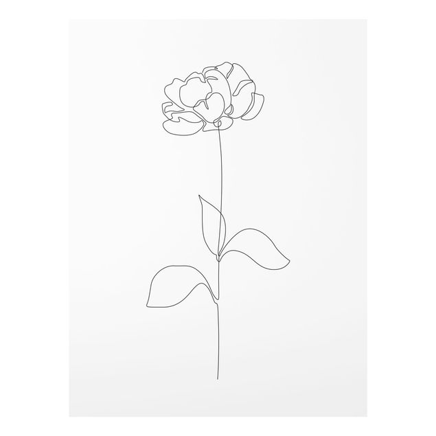 Tavlor svart och vitt Line Art Flowers - Peony