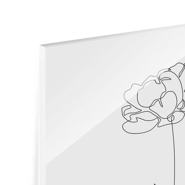 Glas Magnettavla Line Art Flowers - Peony