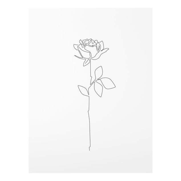Tavlor svart och vitt Line Art Flowers - Rose