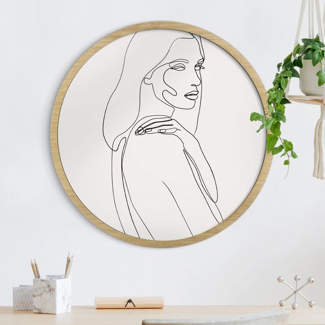 Tavlor med ram konstutskrifter Line Art Woman Shoulder Black And White