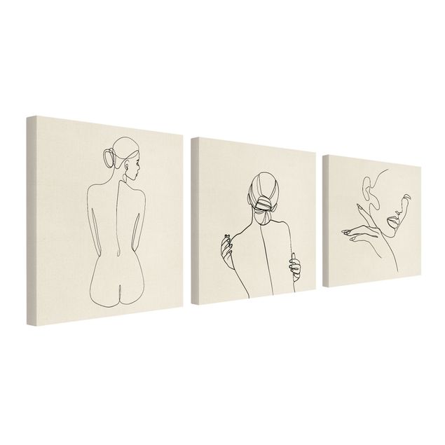 Konststilar Line Art Line Art Women Nude Drawing Black And White Set