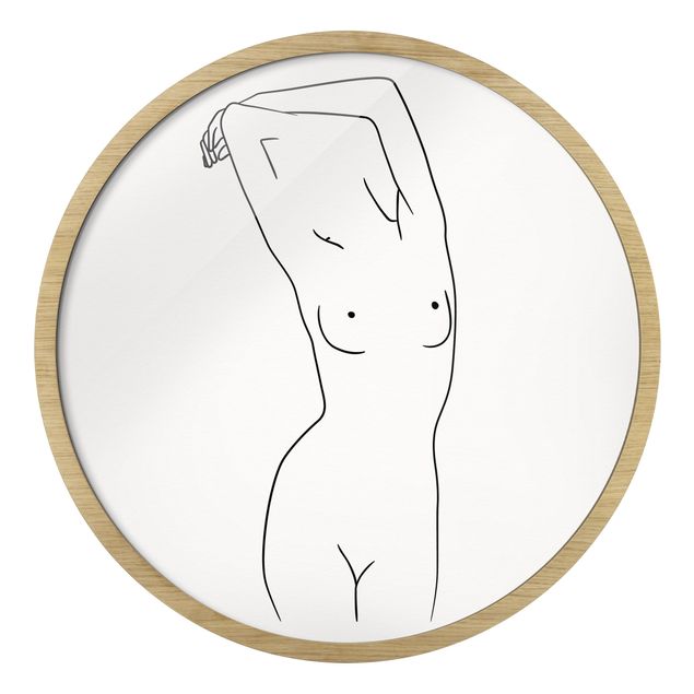 Tavlor med ram abstrakt Line Art Nude Art Of A Woman Black And White