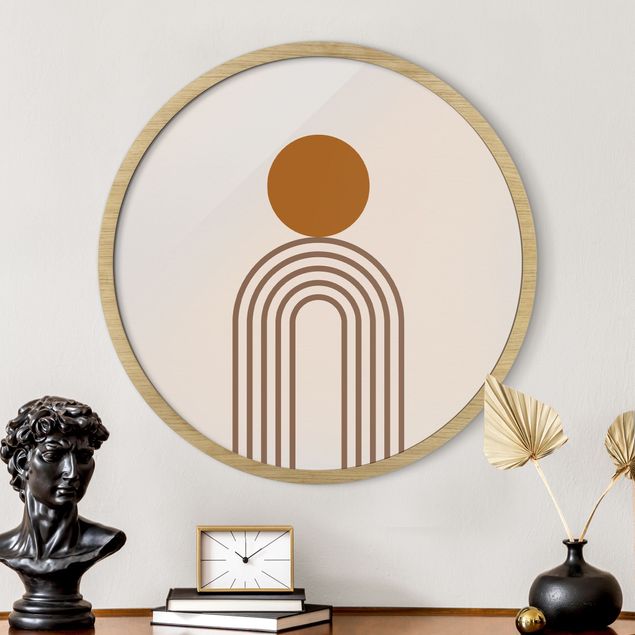 Tavlor med ram konstutskrifter Line Art Circle And Lines Copper