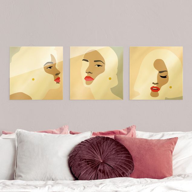Konststilar Line Art Portrait Women Pastel Set
