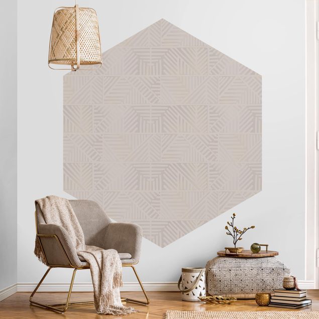 Tapeter modernt Line Pattern Stamp In Taupe