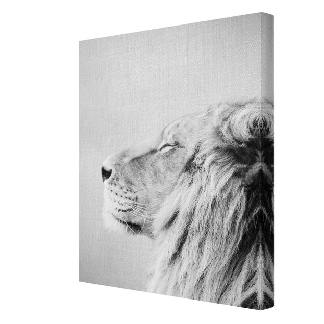 Canvastavlor djur Lion Leopold Black And White