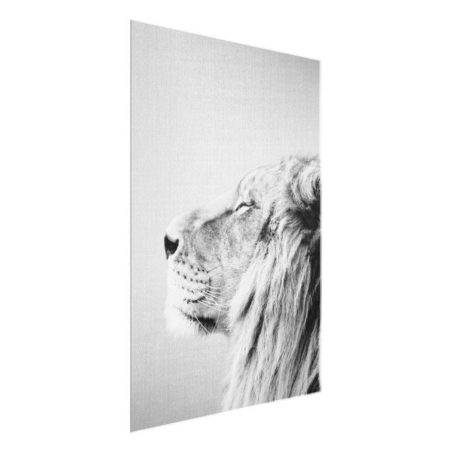 Glastavlor djur Lion Leopold Black And White