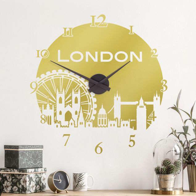 Autocolantes de parede com nomes de cidades London clock