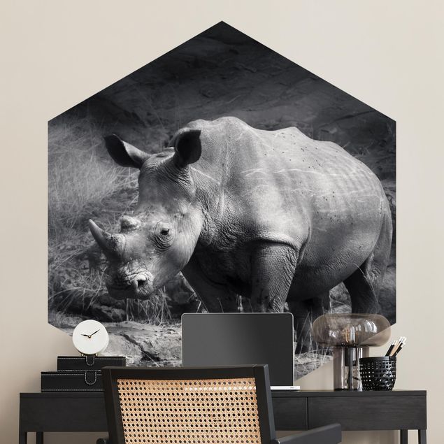 Fototapeter Afrika Lonesome Rhinoceros