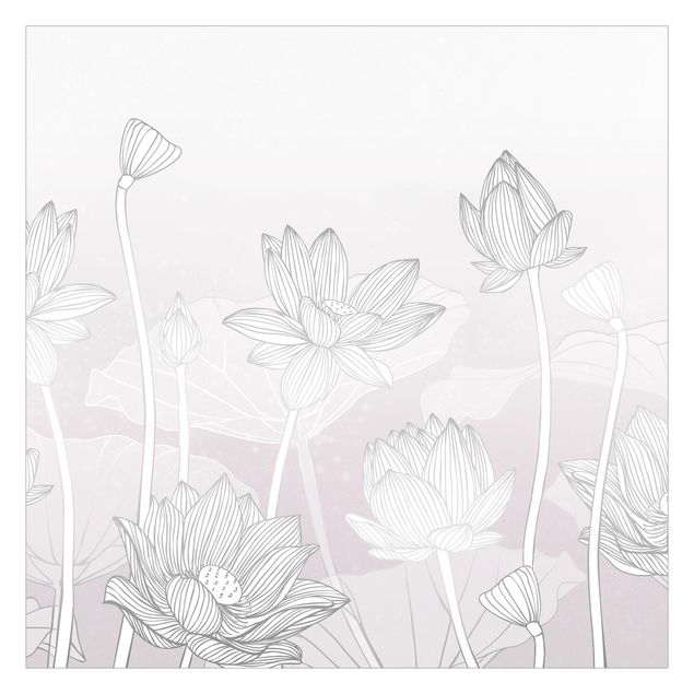 Fototapet - Lotus Illustration Silver And Violet