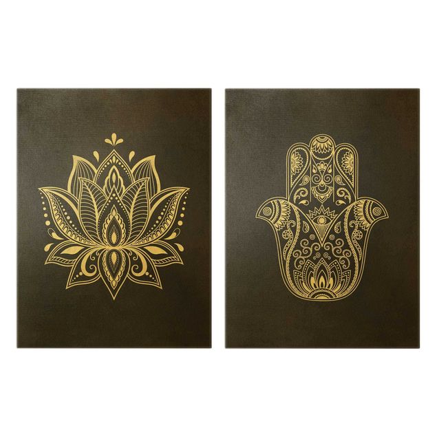 Tavlor Lotus Illustration And Hamsa Hand Set