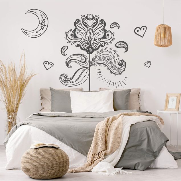 Wallstickers andlig Lotus With Moon And Hearts