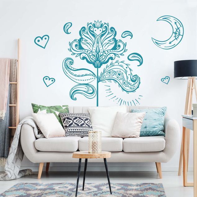 Wallstickers Lotus With Moon And Hearts