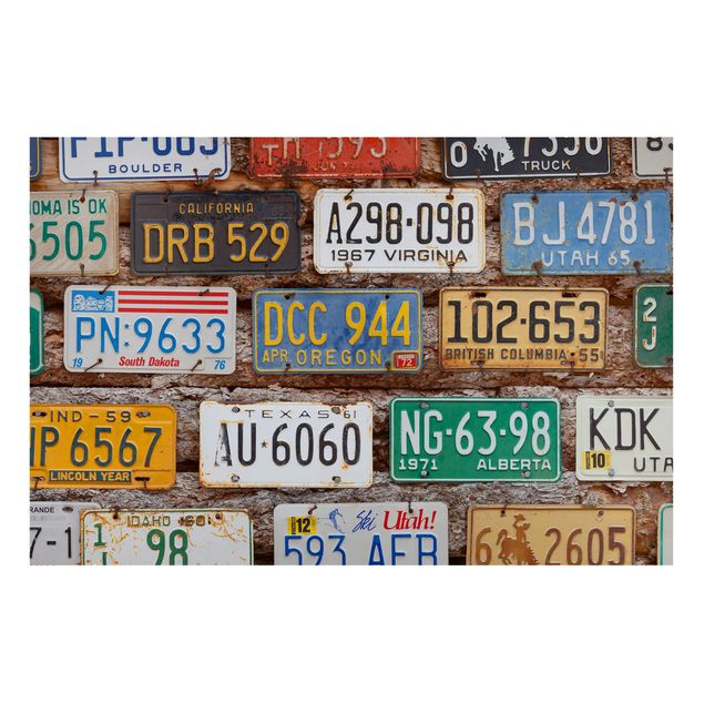 Magnettavla ordspråk American License Plates On Wood