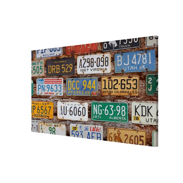 Magnettavla trälook American License Plates On Wood