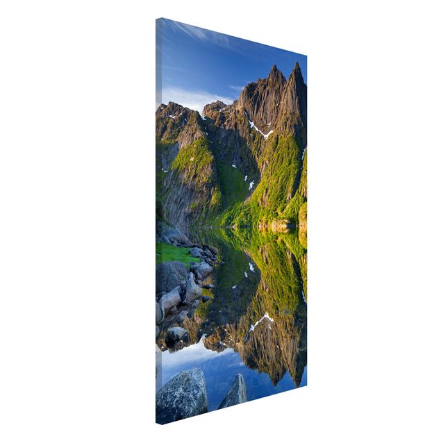 Kök dekoration Mountain Landscape With Water Reflection In Norway