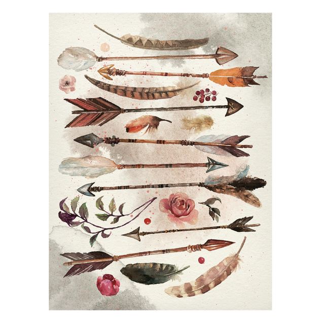 Tavlor fjädrar Boho Arrows And Feathers - Watercolour