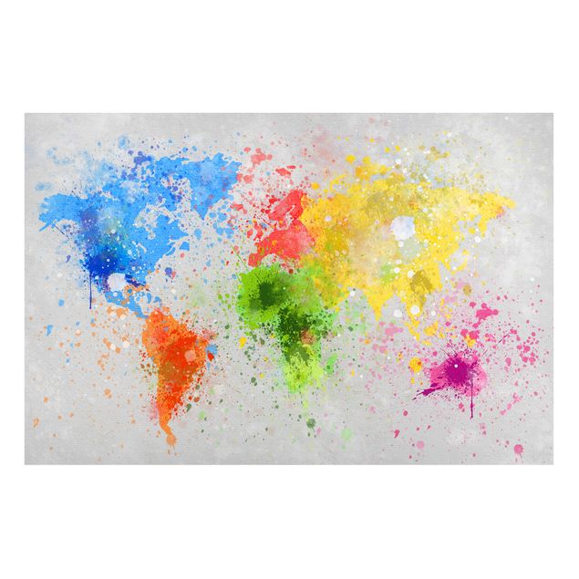 Magnettavla världskartor Colourful Splodges World Map