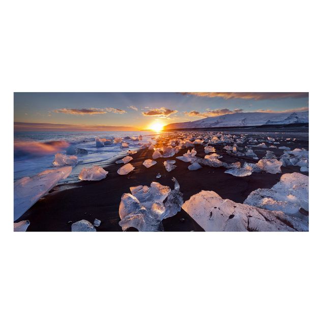 Tavlor landskap Chunks Of Ice On The Beach Iceland