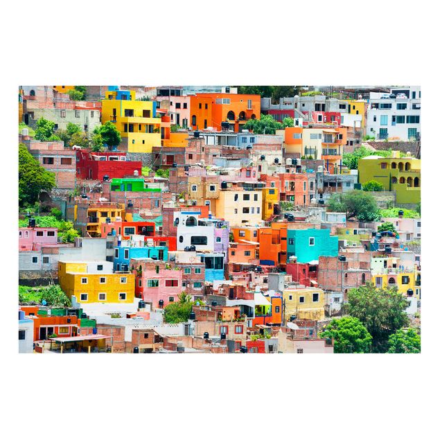 Tavlor arkitektur och skyline Coloured Houses Front Guanajuato