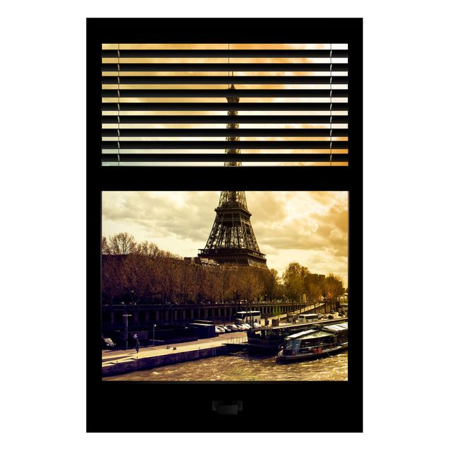 Tavlor Paris Window View Blinds - Paris Eiffel Tower sunset