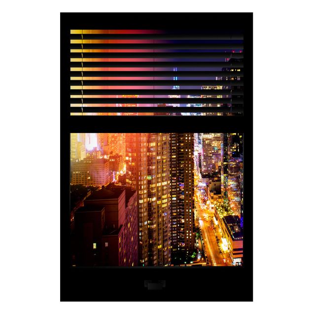 Tavlor New York Window View Blinds - Manhattan at night