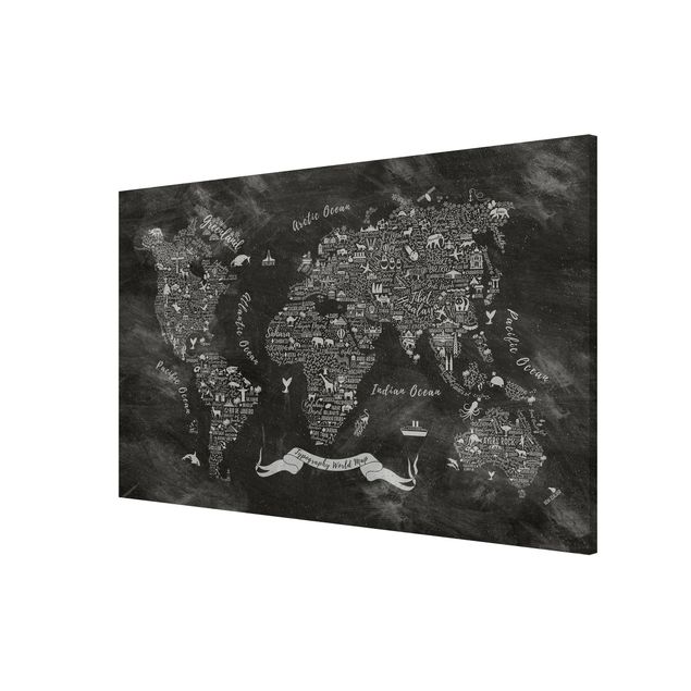 Tavlor världskartor Chalk Typography World Map